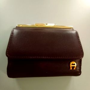 Aigner wallet, brown, card holder,  clear window, bill holder, change holder